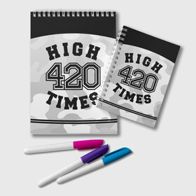 Блокнот с принтом High Times 420 Camo в Санкт-Петербурге, 100% бумага | 48 листов, плотность листов — 60 г/м2, плотность картонной обложки — 250 г/м2. Листы скреплены удобной пружинной спиралью. Цвет линий — светло-серый
 | Тематика изображения на принте: camouflage | камо | камуфляж