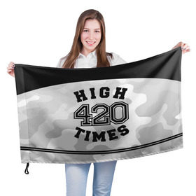 Флаг 3D с принтом High Times 420 Camo в Санкт-Петербурге, 100% полиэстер | плотность ткани — 95 г/м2, размер — 67 х 109 см. Принт наносится с одной стороны | camouflage | камо | камуфляж