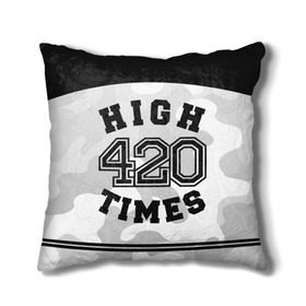 Подушка 3D с принтом High Times 420 Camo в Санкт-Петербурге, наволочка – 100% полиэстер, наполнитель – холлофайбер (легкий наполнитель, не вызывает аллергию). | состоит из подушки и наволочки. Наволочка на молнии, легко снимается для стирки | camouflage | камо | камуфляж