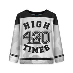 Детский лонгслив 3D с принтом High Times 420 Camo в Санкт-Петербурге, 100% полиэстер | длинные рукава, круглый вырез горловины, полуприлегающий силуэт
 | Тематика изображения на принте: camouflage | камо | камуфляж