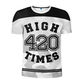 Мужская футболка 3D спортивная с принтом High Times 420 Camo в Санкт-Петербурге, 100% полиэстер с улучшенными характеристиками | приталенный силуэт, круглая горловина, широкие плечи, сужается к линии бедра | Тематика изображения на принте: camouflage | камо | камуфляж