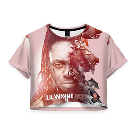 Женская футболка 3D укороченная с принтом Lil Wayne 7 в Санкт-Петербурге, 100% полиэстер | круглая горловина, длина футболки до линии талии, рукава с отворотами | Тематика изображения на принте: 