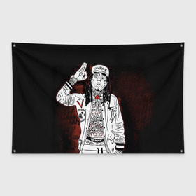Флаг-баннер с принтом Lil Wayne 3 в Санкт-Петербурге, 100% полиэстер | размер 67 х 109 см, плотность ткани — 95 г/м2; по краям флага есть четыре люверса для крепления | Тематика изображения на принте: lil wayne | rap | лил уэйн | рэп | хип хоп