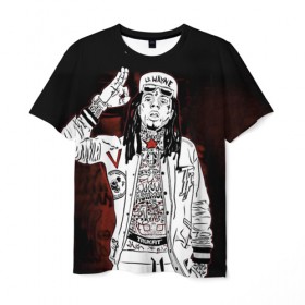 Мужская футболка 3D с принтом Lil Wayne 3 в Санкт-Петербурге, 100% полиэфир | прямой крой, круглый вырез горловины, длина до линии бедер | Тематика изображения на принте: lil wayne | rap | лил уэйн | рэп | хип хоп