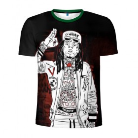 Мужская футболка 3D спортивная с принтом Lil Wayne 3 в Санкт-Петербурге, 100% полиэстер с улучшенными характеристиками | приталенный силуэт, круглая горловина, широкие плечи, сужается к линии бедра | Тематика изображения на принте: lil wayne | rap | лил уэйн | рэп | хип хоп