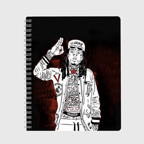 Тетрадь с принтом Lil Wayne 3 в Санкт-Петербурге, 100% бумага | 48 листов, плотность листов — 60 г/м2, плотность картонной обложки — 250 г/м2. Листы скреплены сбоку удобной пружинной спиралью. Уголки страниц и обложки скругленные. Цвет линий — светло-серый
 | Тематика изображения на принте: lil wayne | rap | лил уэйн | рэп | хип хоп