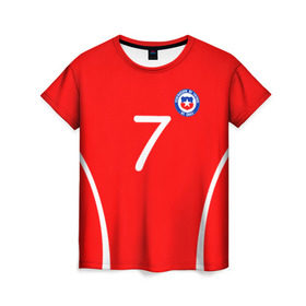 Женская футболка 3D с принтом Chile в Санкт-Петербурге, 100% полиэфир ( синтетическое хлопкоподобное полотно) | прямой крой, круглый вырез горловины, длина до линии бедер | alexis | chile | санчес алексис | сборная чили | футбол