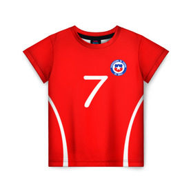 Детская футболка 3D с принтом Chile в Санкт-Петербурге, 100% гипоаллергенный полиэфир | прямой крой, круглый вырез горловины, длина до линии бедер, чуть спущенное плечо, ткань немного тянется | Тематика изображения на принте: alexis | chile | санчес алексис | сборная чили | футбол