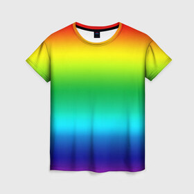 Женская футболка 3D с принтом Радуга (Градиент) в Санкт-Петербурге, 100% полиэфир ( синтетическое хлопкоподобное полотно) | прямой крой, круглый вырез горловины, длина до линии бедер | разноцветный | яркий