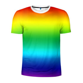 Мужская футболка 3D спортивная с принтом Радуга (Градиент) в Санкт-Петербурге, 100% полиэстер с улучшенными характеристиками | приталенный силуэт, круглая горловина, широкие плечи, сужается к линии бедра | разноцветный | яркий