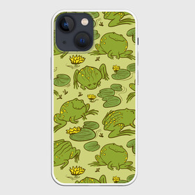 Чехол для iPhone 13 mini с принтом Лягухи в Санкт-Петербурге,  |  | болото | жабы | квакухи | кувшинки | лягушки | паттерн