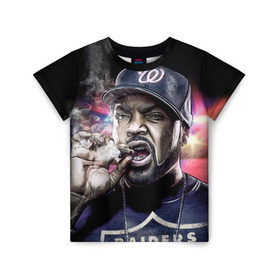 Детская футболка 3D с принтом Ice Cube 4 в Санкт-Петербурге, 100% гипоаллергенный полиэфир | прямой крой, круглый вырез горловины, длина до линии бедер, чуть спущенное плечо, ткань немного тянется | ice cube | oshea jackson | rap | айс кьюб | гангста рэп | о’ши дже́ксон | рэп