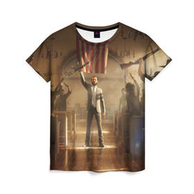 Женская футболка 3D с принтом Gun в Санкт-Петербурге, 100% полиэфир ( синтетическое хлопкоподобное полотно) | прямой крой, круглый вырез горловины, длина до линии бедер | far cry | far cry 5 | фар край