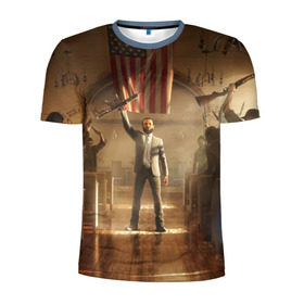 Мужская футболка 3D спортивная с принтом Gun в Санкт-Петербурге, 100% полиэстер с улучшенными характеристиками | приталенный силуэт, круглая горловина, широкие плечи, сужается к линии бедра | far cry | far cry 5 | фар край