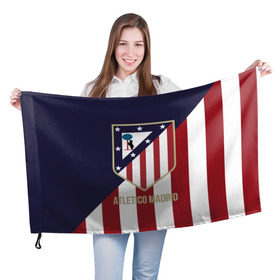 Флаг 3D с принтом Атлетико Мадрид в Санкт-Петербурге, 100% полиэстер | плотность ткани — 95 г/м2, размер — 67 х 109 см. Принт наносится с одной стороны | atletico madrid | football | spanish | атлетико мадрид | испанский | клуб | футбольный