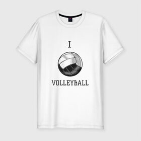 Мужская футболка премиум с принтом My volleyball в Санкт-Петербурге, 92% хлопок, 8% лайкра | приталенный силуэт, круглый вырез ворота, длина до линии бедра, короткий рукав | ball | beach | game | gamer | i | love | player | volleybal | волейбол | волейболист | игра | игрок | пляжник | спорт | спортсмен