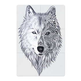 Магнитный плакат 2Х3 с принтом Рисованный волк в Санкт-Петербурге, Полимерный материал с магнитным слоем | 6 деталей размером 9*9 см | арт | волки | графика | животные | узор | хищники | черно белые