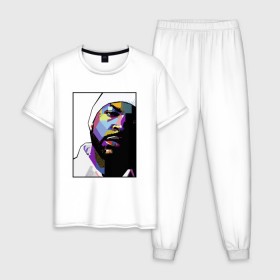 Мужская пижама хлопок с принтом Ice Cube в Санкт-Петербурге, 100% хлопок | брюки и футболка прямого кроя, без карманов, на брюках мягкая резинка на поясе и по низу штанин
 | ice cube | oshea jackson | rap | айс кьюб | гангста рэп | о’ши джексон | рэп