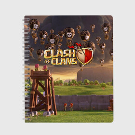 Тетрадь с принтом Clash of clans 3 в Санкт-Петербурге, 100% бумага | 48 листов, плотность листов — 60 г/м2, плотность картонной обложки — 250 г/м2. Листы скреплены сбоку удобной пружинной спиралью. Уголки страниц и обложки скругленные. Цвет линий — светло-серый
 | clash of clans | игры | клэш оф кланс