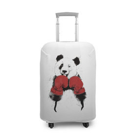 Чехол для чемодана 3D с принтом Панда боксер в Санкт-Петербурге, 86% полиэфир, 14% спандекс | двустороннее нанесение принта, прорези для ручек и колес | бамбук | бамбуковый медведь | бокс | боксерские | брызги | енот | животное | коала | красивый | красная книга | кунгфу | медведь | милый | мишка | очки | панда | перчатки | пот | прикол | прикольный