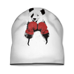 Шапка 3D с принтом Панда боксер в Санкт-Петербурге, 100% полиэстер | универсальный размер, печать по всей поверхности изделия | бамбук | бамбуковый медведь | бокс | боксерские | брызги | енот | животное | коала | красивый | красная книга | кунгфу | медведь | милый | мишка | очки | панда | перчатки | пот | прикол | прикольный