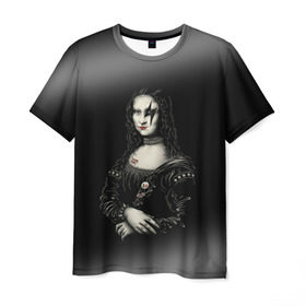 Мужская футболка 3D с принтом Мона Лиза Kiss в Санкт-Петербурге, 100% полиэфир | прямой крой, круглый вырез горловины, длина до линии бедер | джин симмонс | картина | пол стэнли | эйс фрейли