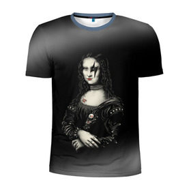 Мужская футболка 3D спортивная с принтом Мона Лиза Kiss в Санкт-Петербурге, 100% полиэстер с улучшенными характеристиками | приталенный силуэт, круглая горловина, широкие плечи, сужается к линии бедра | джин симмонс | картина | пол стэнли | эйс фрейли