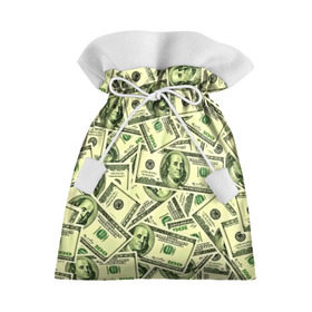 Подарочный 3D мешок с принтом Benjamin Franklin в Санкт-Петербурге, 100% полиэстер | Размер: 29*39 см | Тематика изображения на принте: 3d | benjamin franklin | америка | богатство | валюта | денежные купюры | деньги | доллар | зеленые | сша | текстуры