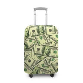 Чехол для чемодана 3D с принтом Benjamin Franklin в Санкт-Петербурге, 86% полиэфир, 14% спандекс | двустороннее нанесение принта, прорези для ручек и колес | 3d | benjamin franklin | америка | богатство | валюта | денежные купюры | деньги | доллар | зеленые | сша | текстуры