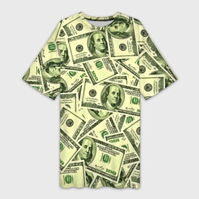 Платье-футболка 3D с принтом Benjamin Franklin в Санкт-Петербурге,  |  | Тематика изображения на принте: 3d | benjamin franklin | америка | богатство | валюта | денежные купюры | деньги | доллар | зеленые | сша | текстуры