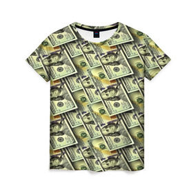 Женская футболка 3D с принтом Деньги в Санкт-Петербурге, 100% полиэфир ( синтетическое хлопкоподобное полотно) | прямой крой, круглый вырез горловины, длина до линии бедер | 3d | benjamin franklin | америка | богатство | валюта | денежные купюры | деньги | доллар | зеленые | сша | текстуры