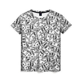 Женская футболка 3D с принтом Benjamin Franklin $ в Санкт-Петербурге, 100% полиэфир ( синтетическое хлопкоподобное полотно) | прямой крой, круглый вырез горловины, длина до линии бедер | 3d | benjamin franklin | америка | богатство | валюта | денежные купюры | деньги | доллар | зеленые | сша | текстуры