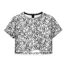 Женская футболка 3D укороченная с принтом Benjamin Franklin $ в Санкт-Петербурге, 100% полиэстер | круглая горловина, длина футболки до линии талии, рукава с отворотами | 3d | benjamin franklin | америка | богатство | валюта | денежные купюры | деньги | доллар | зеленые | сша | текстуры