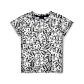 Детская футболка 3D с принтом Benjamin Franklin $ в Санкт-Петербурге, 100% гипоаллергенный полиэфир | прямой крой, круглый вырез горловины, длина до линии бедер, чуть спущенное плечо, ткань немного тянется | 3d | benjamin franklin | америка | богатство | валюта | денежные купюры | деньги | доллар | зеленые | сша | текстуры