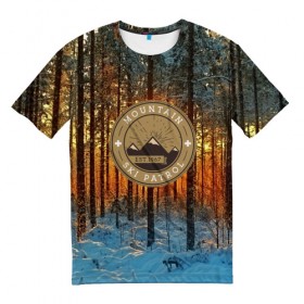 Мужская футболка 3D с принтом Mountain Ski Patrol в Санкт-Петербурге, 100% полиэфир | прямой крой, круглый вырез горловины, длина до линии бедер | 3d | landscape | mountains | nature | горы | заснеженный | зима | отдых | отражения | пейзаж | природа | склоны | снег