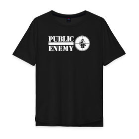 Мужская футболка хлопок Oversize с принтом Паблик Энеми в Санкт-Петербурге, 100% хлопок | свободный крой, круглый ворот, “спинка” длиннее передней части | public enemy
