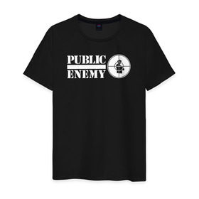 Мужская футболка хлопок с принтом Паблик Энеми в Санкт-Петербурге, 100% хлопок | прямой крой, круглый вырез горловины, длина до линии бедер, слегка спущенное плечо. | public enemy