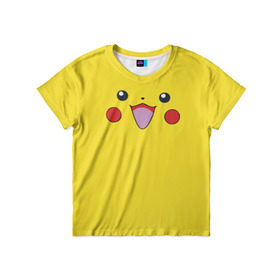 Детская футболка 3D с принтом Pikachu в Санкт-Петербурге, 100% гипоаллергенный полиэфир | прямой крой, круглый вырез горловины, длина до линии бедер, чуть спущенное плечо, ткань немного тянется | Тематика изображения на принте: 