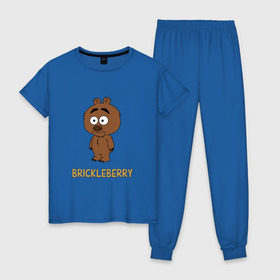 Женская пижама хлопок с принтом Malloy (Brickleberry) в Санкт-Петербурге, 100% хлопок | брюки и футболка прямого кроя, без карманов, на брюках мягкая резинка на поясе и по низу штанин | brickleberry | malloy
