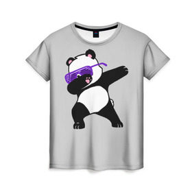 Женская футболка 3D с принтом Panda в Санкт-Петербурге, 100% полиэфир ( синтетическое хлопкоподобное полотно) | прямой крой, круглый вырез горловины, длина до линии бедер | panda dab | животные | панда