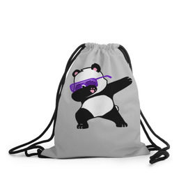 Рюкзак-мешок 3D с принтом Panda в Санкт-Петербурге, 100% полиэстер | плотность ткани — 200 г/м2, размер — 35 х 45 см; лямки — толстые шнурки, застежка на шнуровке, без карманов и подкладки | Тематика изображения на принте: panda dab | животные | панда
