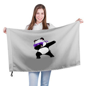 Флаг 3D с принтом Panda в Санкт-Петербурге, 100% полиэстер | плотность ткани — 95 г/м2, размер — 67 х 109 см. Принт наносится с одной стороны | panda dab | животные | панда
