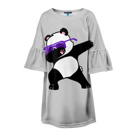 Детское платье 3D с принтом Panda в Санкт-Петербурге, 100% полиэстер | прямой силуэт, чуть расширенный к низу. Круглая горловина, на рукавах — воланы | Тематика изображения на принте: panda dab | животные | панда