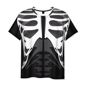 Мужская футболка 3D с принтом Скелет в Санкт-Петербурге, 100% полиэфир | прямой крой, круглый вырез горловины, длина до линии бедер |   | кости | ребра | скелет