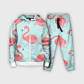 Детский костюм 3D с принтом Flamingos pattern в Санкт-Петербурге,  |  | animals | beautiful | bird | birds | birdy | blue | color | flamingo | nature | wild | белое | голубое | животные | красивое | красота | милое | природа | птица | птицы | птичка | птички | синее | фламинго | цвет | яркое