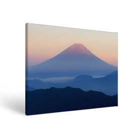 Холст прямоугольный с принтом Фудзияма в Санкт-Петербурге, 100% ПВХ |  | fuji | вулкан | горы | рассвет | солнце | туман | утро | япония