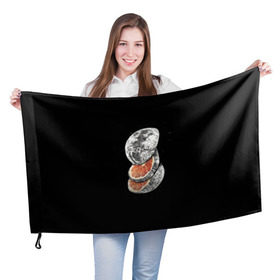 Флаг 3D с принтом Луна дольками в Санкт-Петербурге, 100% полиэстер | плотность ткани — 95 г/м2, размер — 67 х 109 см. Принт наносится с одной стороны | апельсин | грейпфрут | ломтики | цитрус