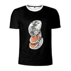 Мужская футболка 3D спортивная с принтом Луна дольками в Санкт-Петербурге, 100% полиэстер с улучшенными характеристиками | приталенный силуэт, круглая горловина, широкие плечи, сужается к линии бедра | апельсин | грейпфрут | ломтики | цитрус