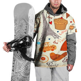 Накидка на куртку 3D с принтом Paris pattern в Санкт-Петербурге, 100% полиэстер |  | Тематика изображения на принте: 3d | love | арт | еда | любовь | надписи | париж | паттерн | птицы | сердечки | текстура