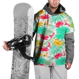 Накидка на куртку 3D с принтом Tropical pattern в Санкт-Петербурге, 100% полиэстер |  | 3d | арт | лето | пальмы | текстура | тропический | узор | цветы